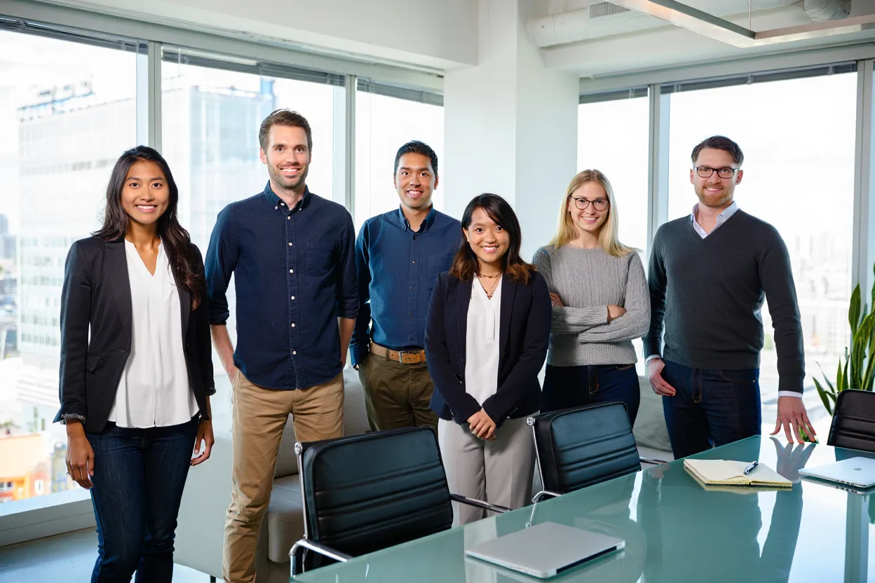 Team portrait in modern office environment